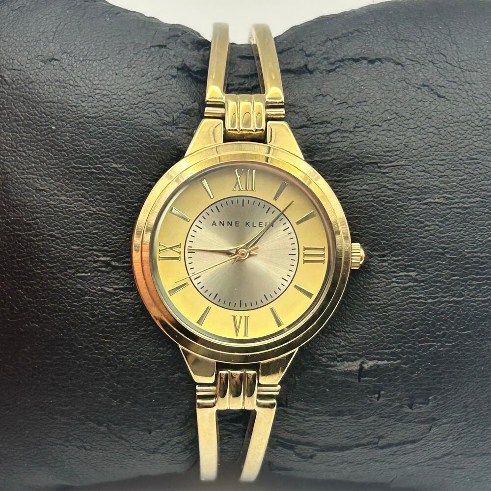 Anne Klein Gold Tone Stainless Steel Women’sWatch Working New Battery